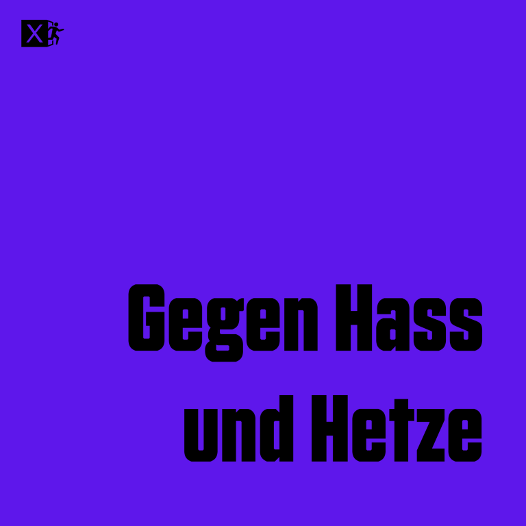 Sharepic zu #byebyeelon mit dem Text "Gegen Hass und Hetze"